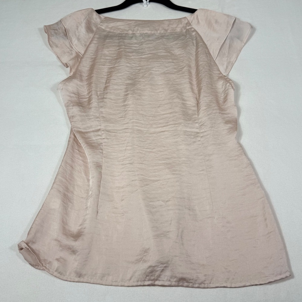 Spense Flutter Sleeve Blouse M Cream/Rose Satin Top Office Date night silky - Picture 13 of 15
